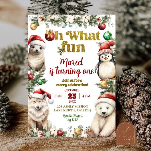 Invitation Noël Arctic Animaux Amusants Anniversaire Invitati