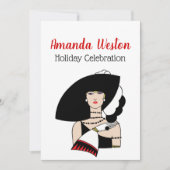 Invitation Noël Art Déco Femme Portant des gants Casquettes C (Devant)