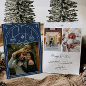 Invitation Noël Art Déco Ligne Art Déco Vacances Photo Bleue