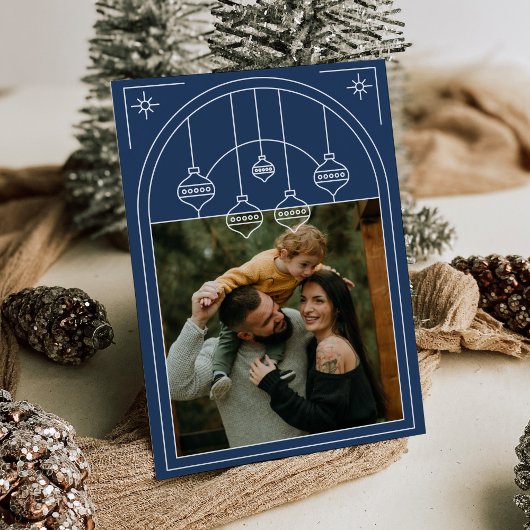 Invitation Noël Art Déco Ligne Art Déco Vacances Photo Bleue