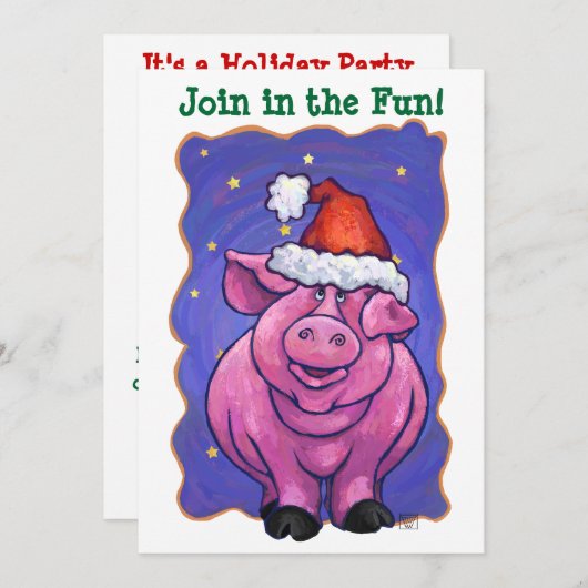 Invitation Noël aux cochons (Devant / Derrière)