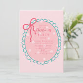 Invitation Noël aux pois roses (Debout devant)