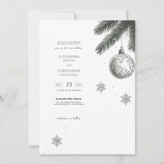 Invitation Noël avec détails et Mariage QR (Devant)