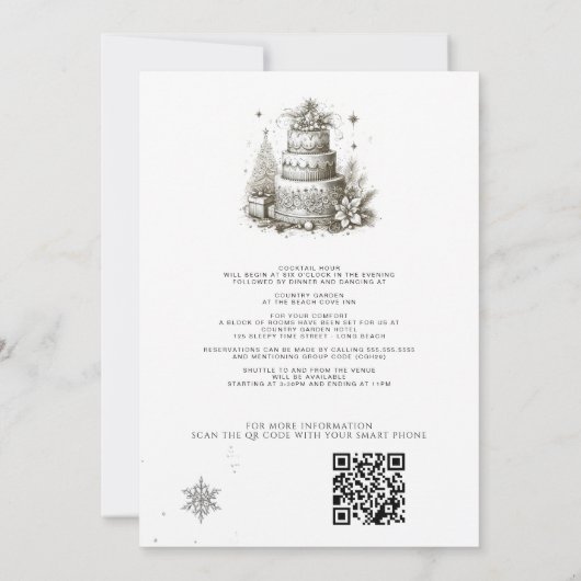 Invitation Noël avec détails et Mariage QR (Dos)
