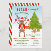 Invitation Noël avec la fête d'anniversaire de Rudolph (Devant / Derrière)