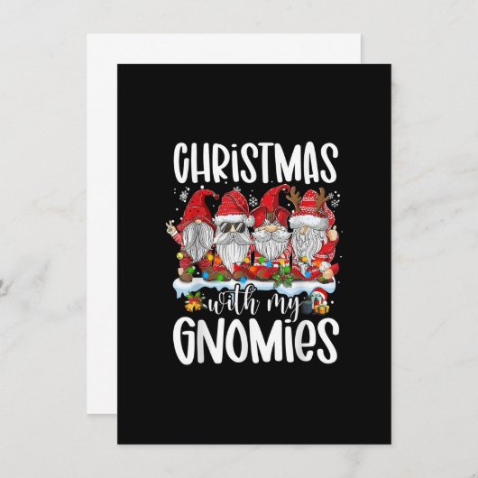 Invitation Noël Avec Mes Gnomes Drôle Rouge Gnome Hommes Noël (Devant / Derrière)