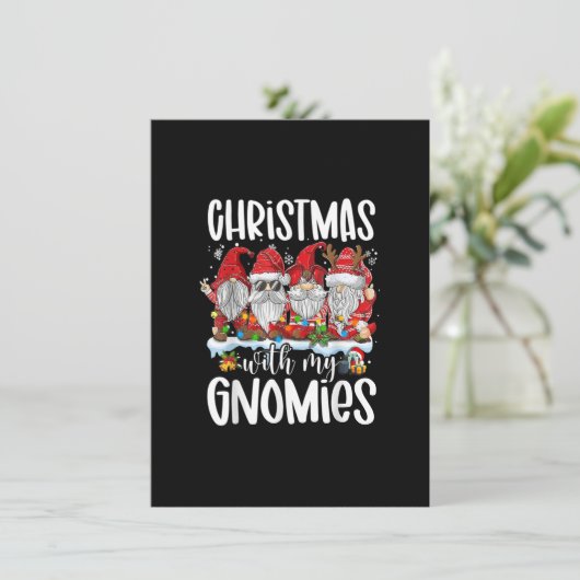Invitation Noël Avec Mes Gnomes Drôle Rouge Gnome Hommes Noël (Debout devant)