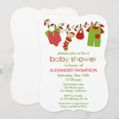 Invitation Noël Baby Blanchisserie Garçon Baby shower Invitat (Devant / Derrière)