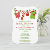 Invitation Noël Baby Blanchisserie Garçon Baby shower Invitat (Debout devant)