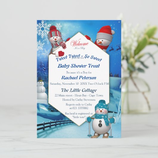 Invitation Noël Baby Boy Arrivée (Debout devant)