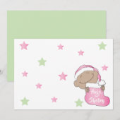 Invitation Noël Baby de couleur Casquette rose (Devant / Derrière)