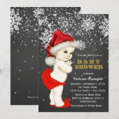 Invitation Noël Baby Girl Douche (Devant / Derrière)