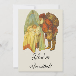 Invitation Noël Baby Santa Clause Vintage