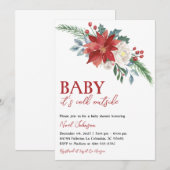 Invitation Noël Baby shower Floral hiver (Devant / Derrière)