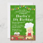 Invitation Noël Baking Anniversaire Blonde Hair Girl Invitat (Devant)