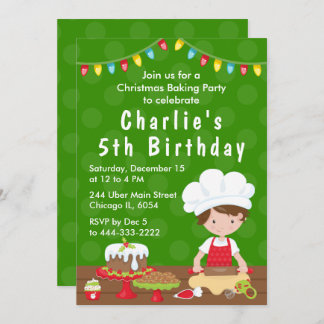 Invitation Noël Baking Anniversaire Brown Cheveux Boy Invitat