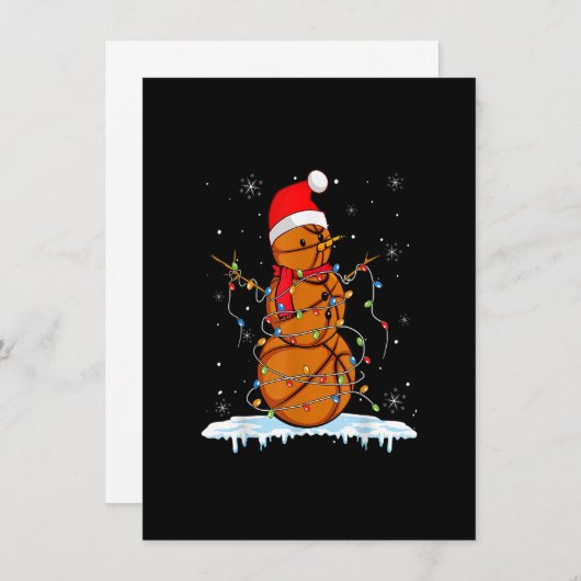 Invitation Noël Basket-ball Snowman Père Noël Lumières de Noë (Devant / Derrière)