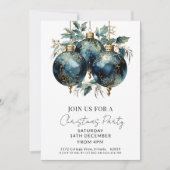 Invitation Noël Baubles Marine (Devant)