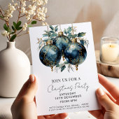 Invitation Noël Baubles Marine