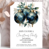 Invitation Noël Baubles Marine