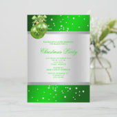 Invitation Noël Baubles & Perles Verts Glamour (Debout devant)