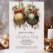 Invitation Noël Baubles Red Green Gold