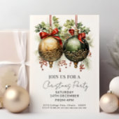 Invitation Noël Baubles Red Green Gold