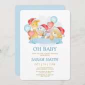 Invitation Noël Bébé Bleu c'est un Baby shower garçon (Devant / Derrière)