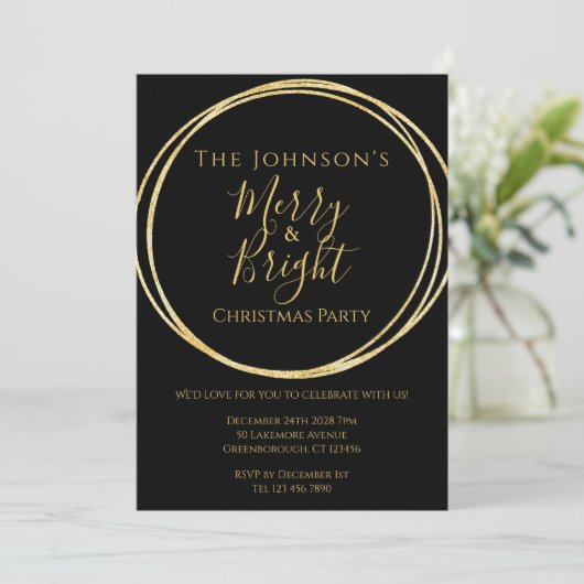 Invitation Noël Black Gold (Debout devant)