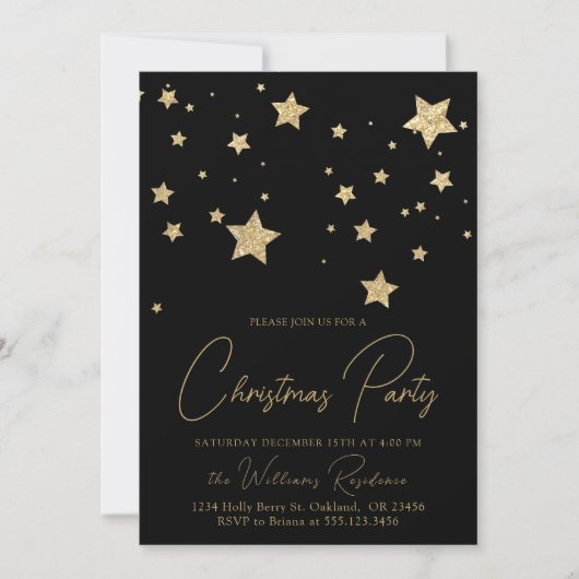 Invitation Noël Black Gold Star (Devant)