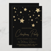 Invitation Noël Black Gold Star (Devant / Derrière)