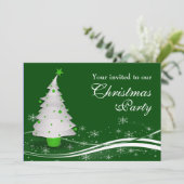 Invitation Noël blanc Arbre et fête de Noël du Père Noël (Debout devant)