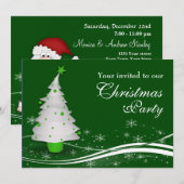 Invitation Noël blanc Arbre et fête de Noël du Père Noël (Devant / Derrière)