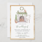 Invitation Noël blanc Code QR de cheminée Mariage (Devant)