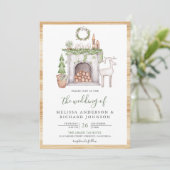 Invitation Noël blanc Code QR de cheminée Mariage (Debout devant)