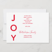 Invitation Noël blanc de joie photo moderne (Dos)