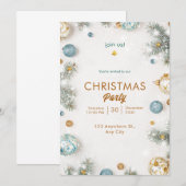 Invitation Noël blanc et bleu classique (Devant / Derrière)