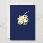 Invitation Noël blanc Poinsettia fête bleue (Dos)