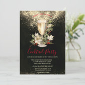 Invitation Noël Blanc Poinsettia Holly Berry Noël (Debout devant)