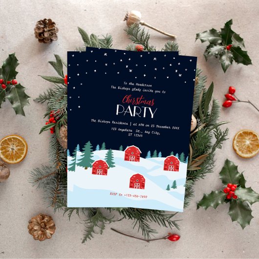 Invitation Noël Blanc Rustique