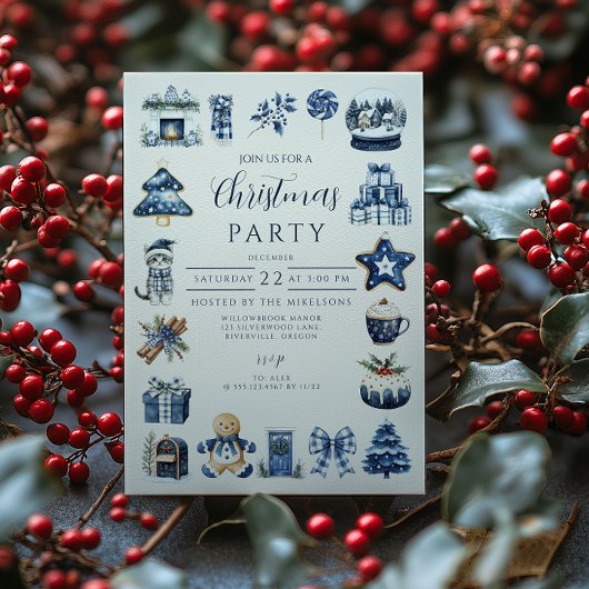 Invitation Noël Bleu Cosy