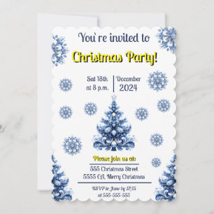 Invitation Noël bleu et blanc