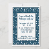 Invitation Noël bleu et blanc, Fête des flocons de neige (Devant)