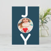 Invitation Noël bleu joie de la photo moderne (Debout devant)