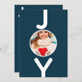 Invitation Noël bleu joie de la photo moderne (Devant / Derrière)