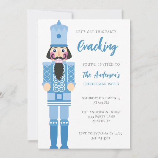 INVITATION NOËL BLEU NUTCRACKER FÊTE DE FÊTE (Devant)