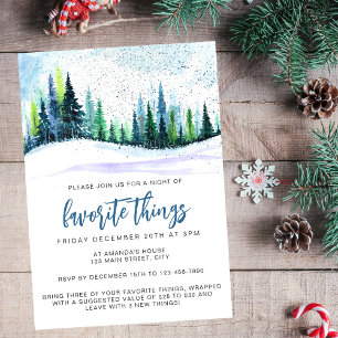 Invitation Noël Bleu Simples Arbres Favorite Things Party