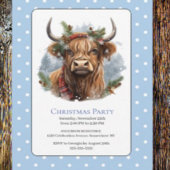 Invitation Noël Blue Highland Cow
