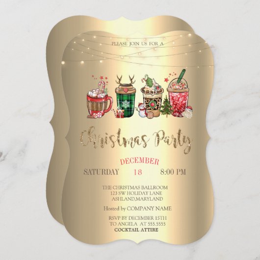 Invitation Noël Boissons Noël Compagnie Fête (Devant / Derrière)