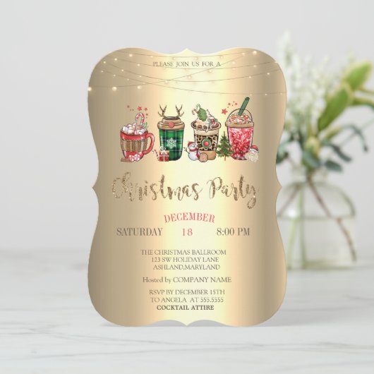 Invitation Noël Boissons Noël Compagnie Fête (Debout devant)